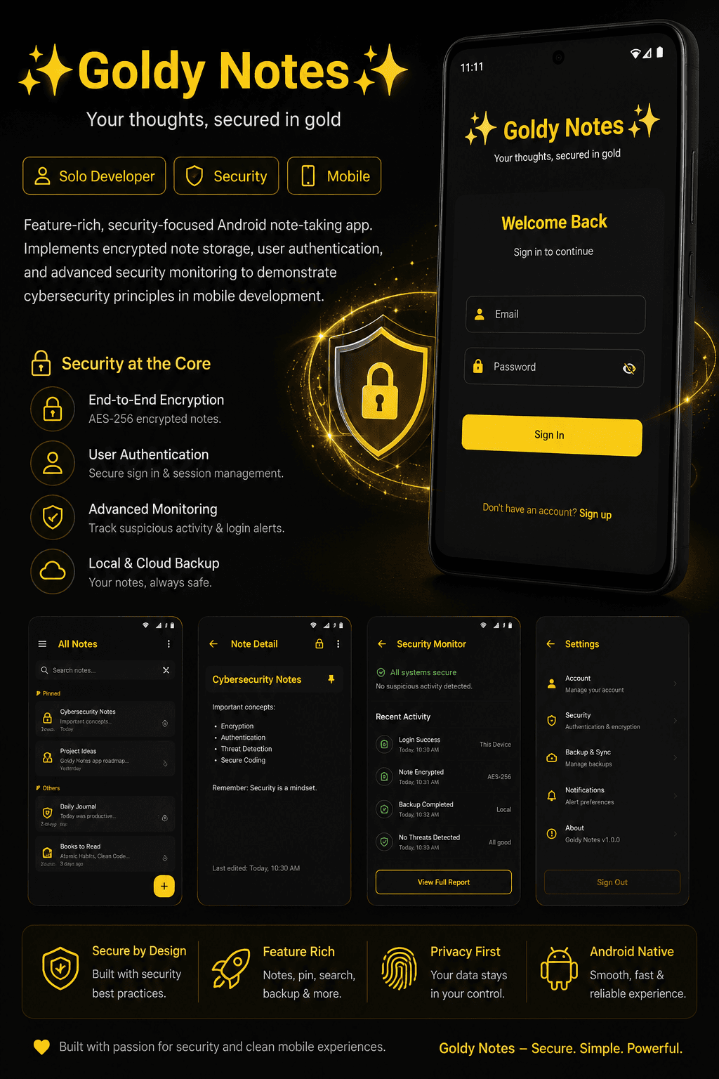 Goldy Notes app